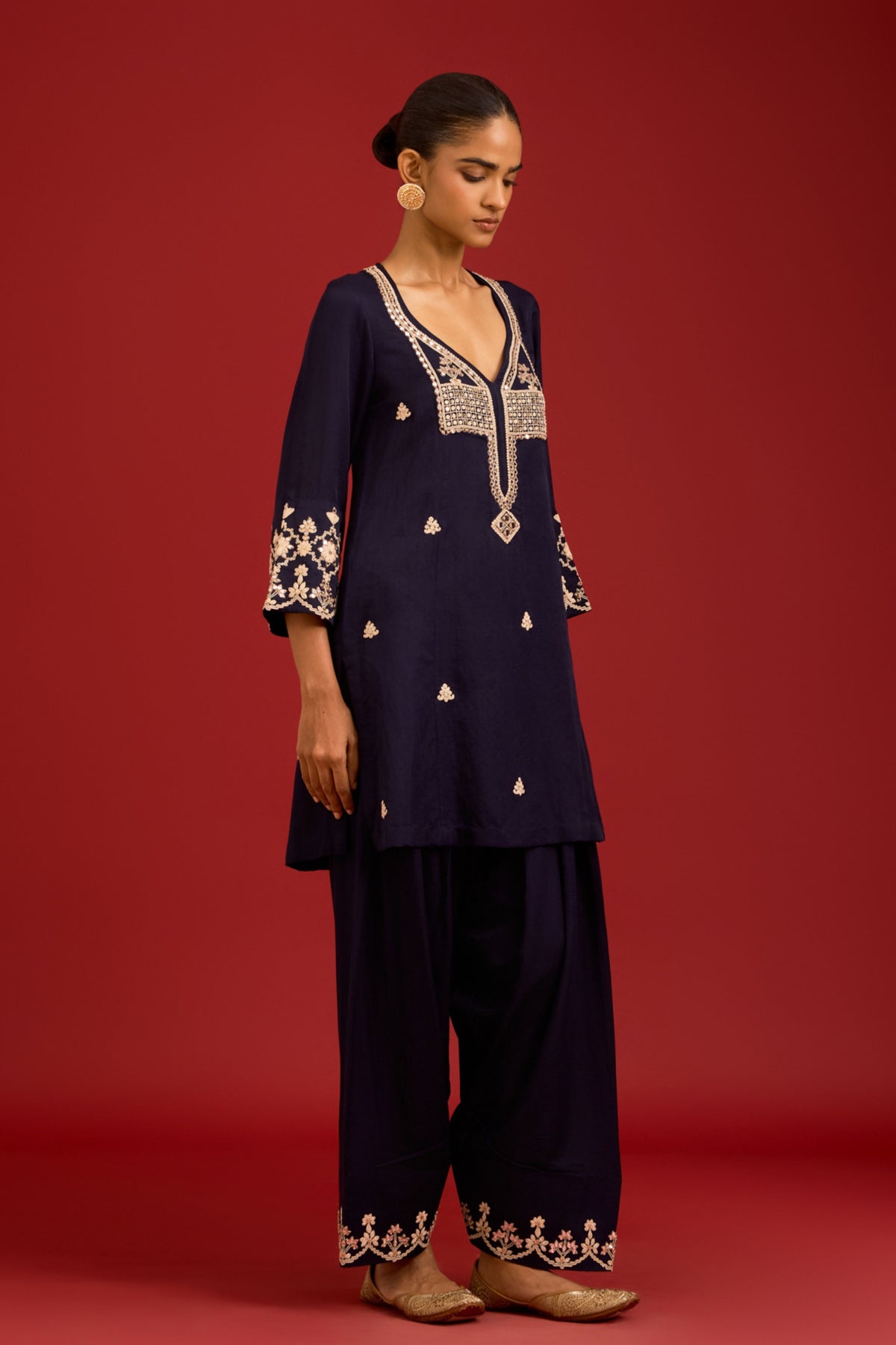 Navy Cotton Kurta Set