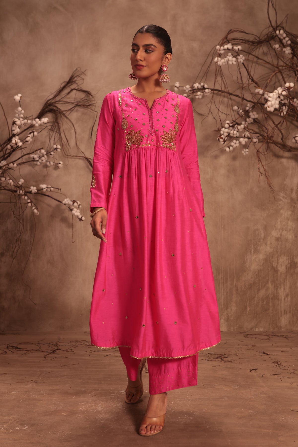 Hot Pink Frockstyle Kurta Set