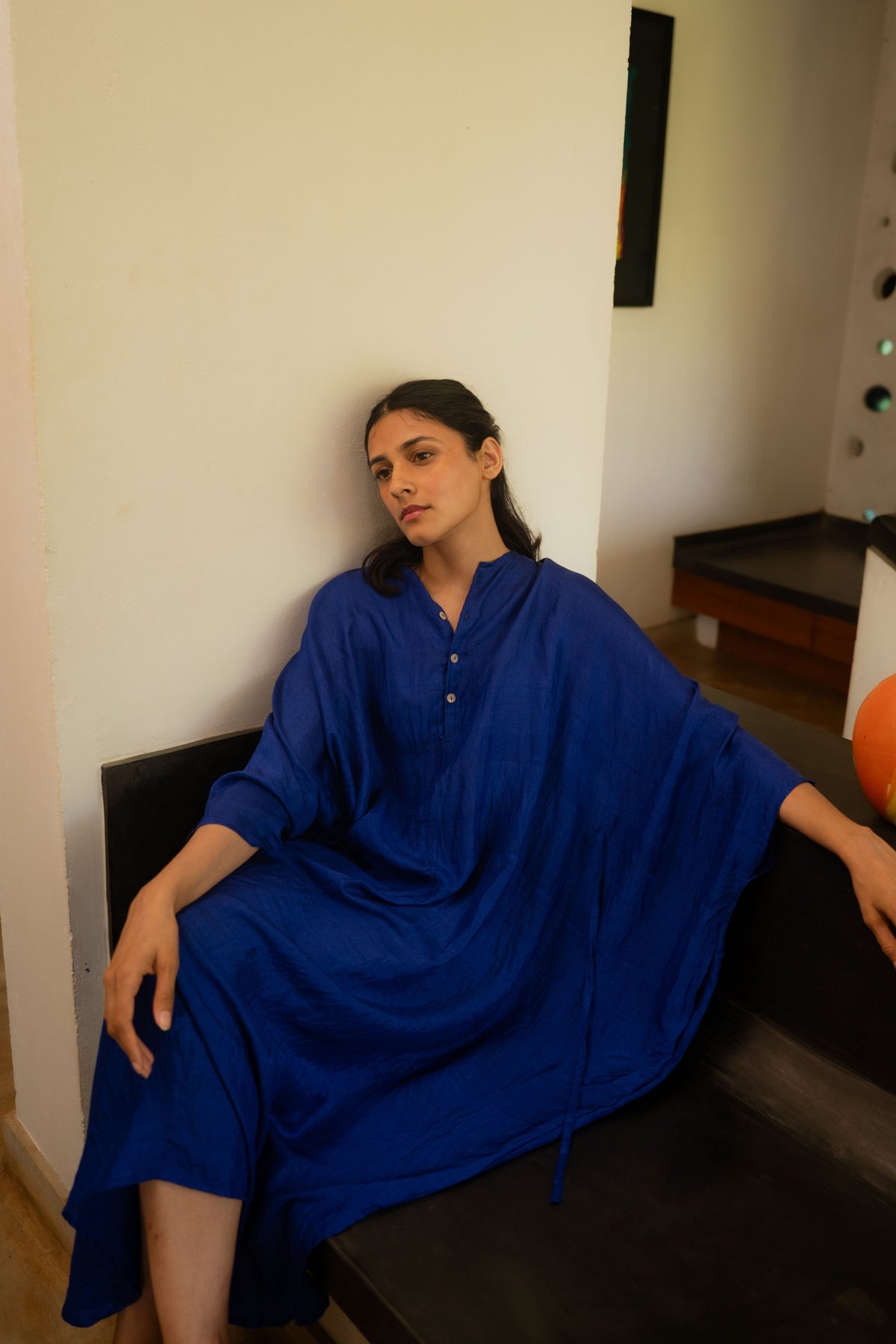 Ink Blue Tie Up Kaftan