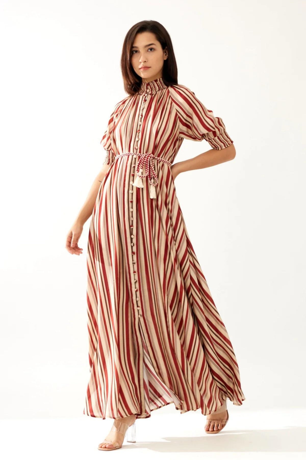 Red And Cream Stripe Dress