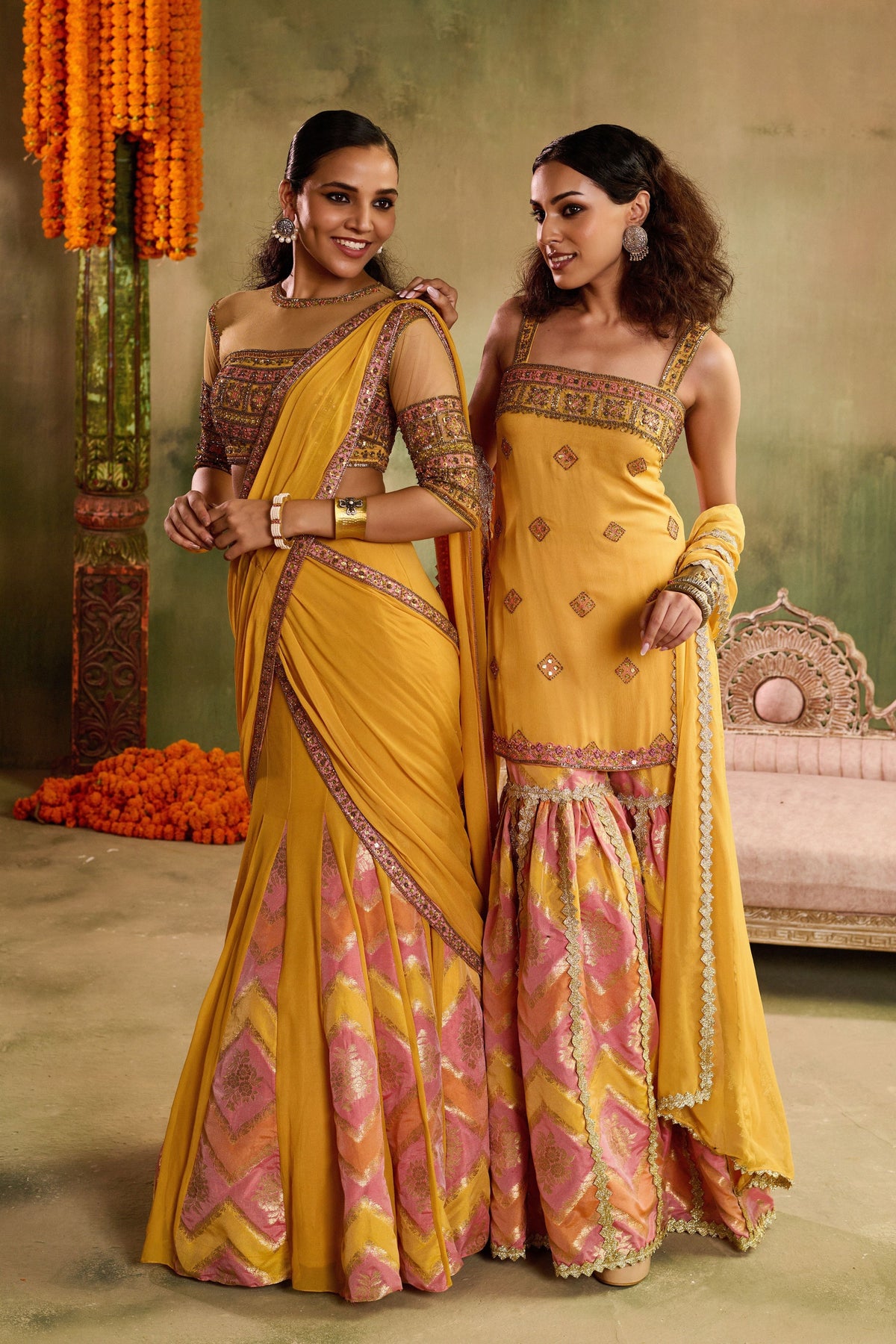 Sunlit Chevron Sharara Set