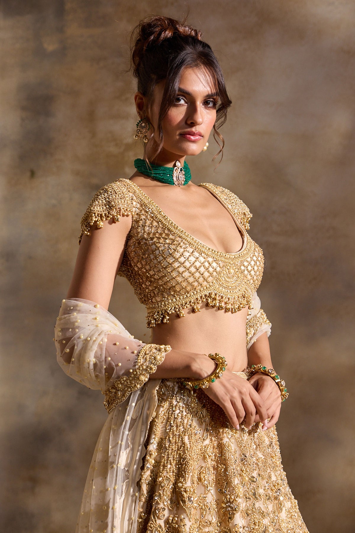 Gold Cutwork Lehenga Set
