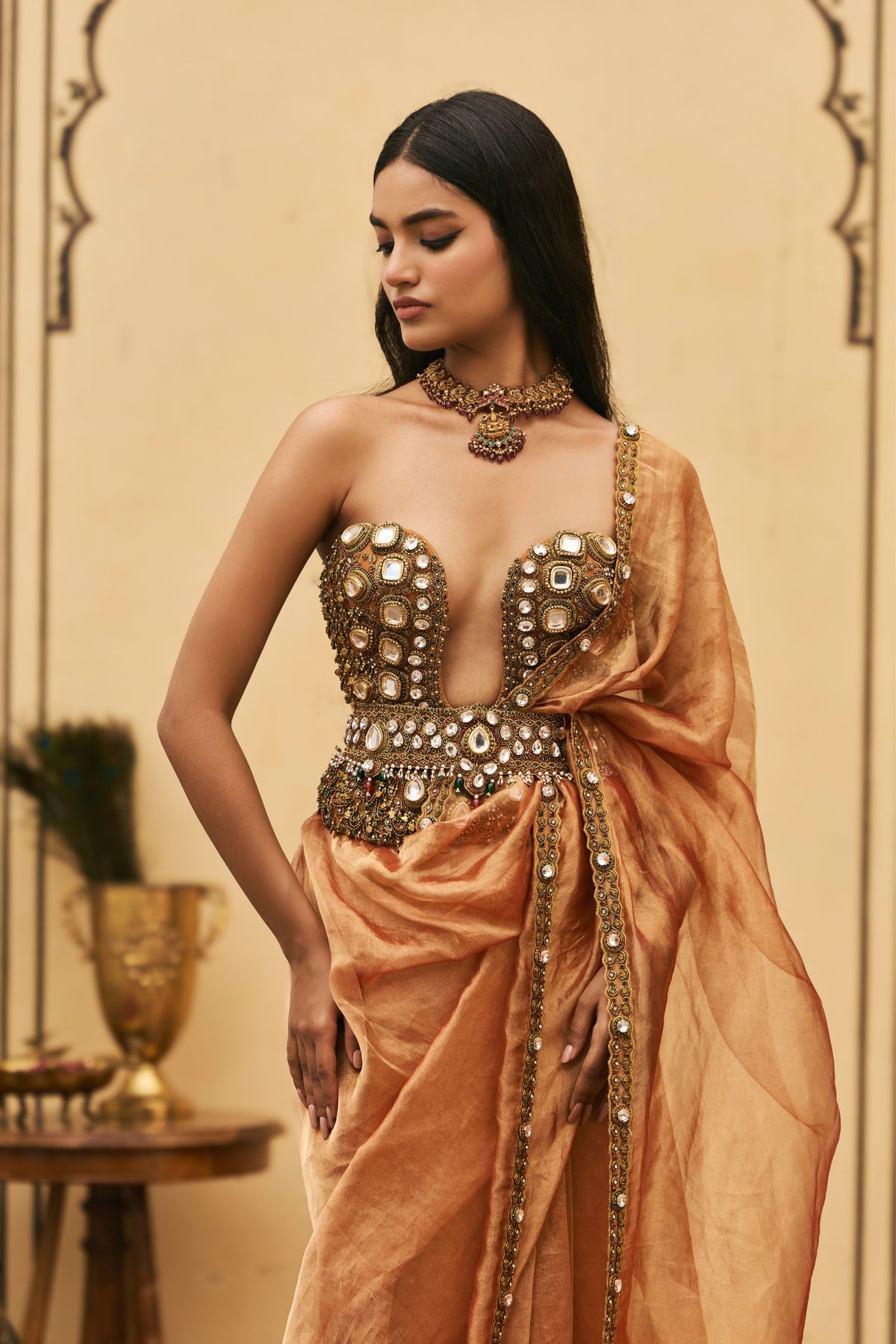 Kesariya Jadaau Saree Set