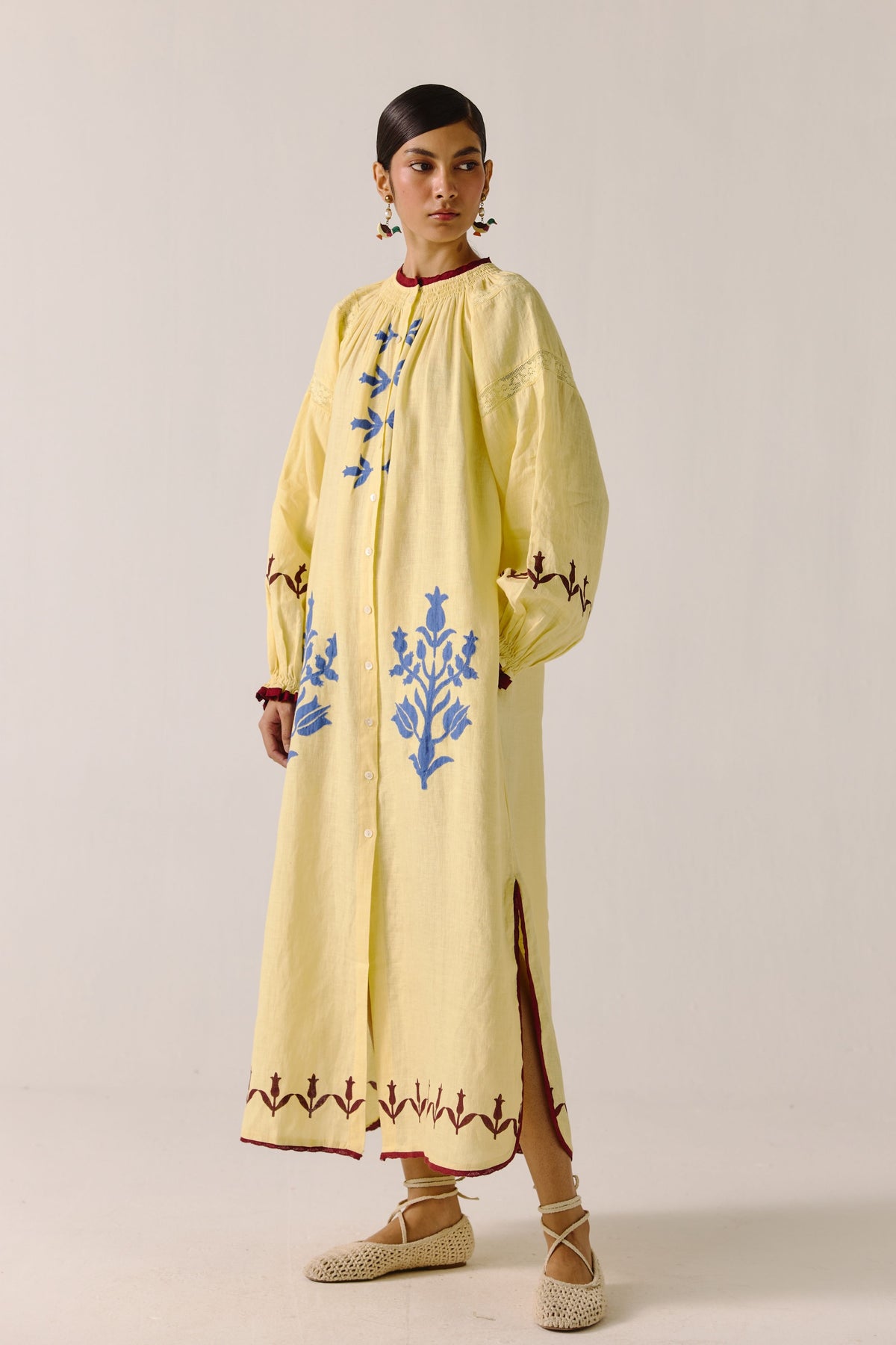 Butter Yellow Bird Applique Chloe Dress
