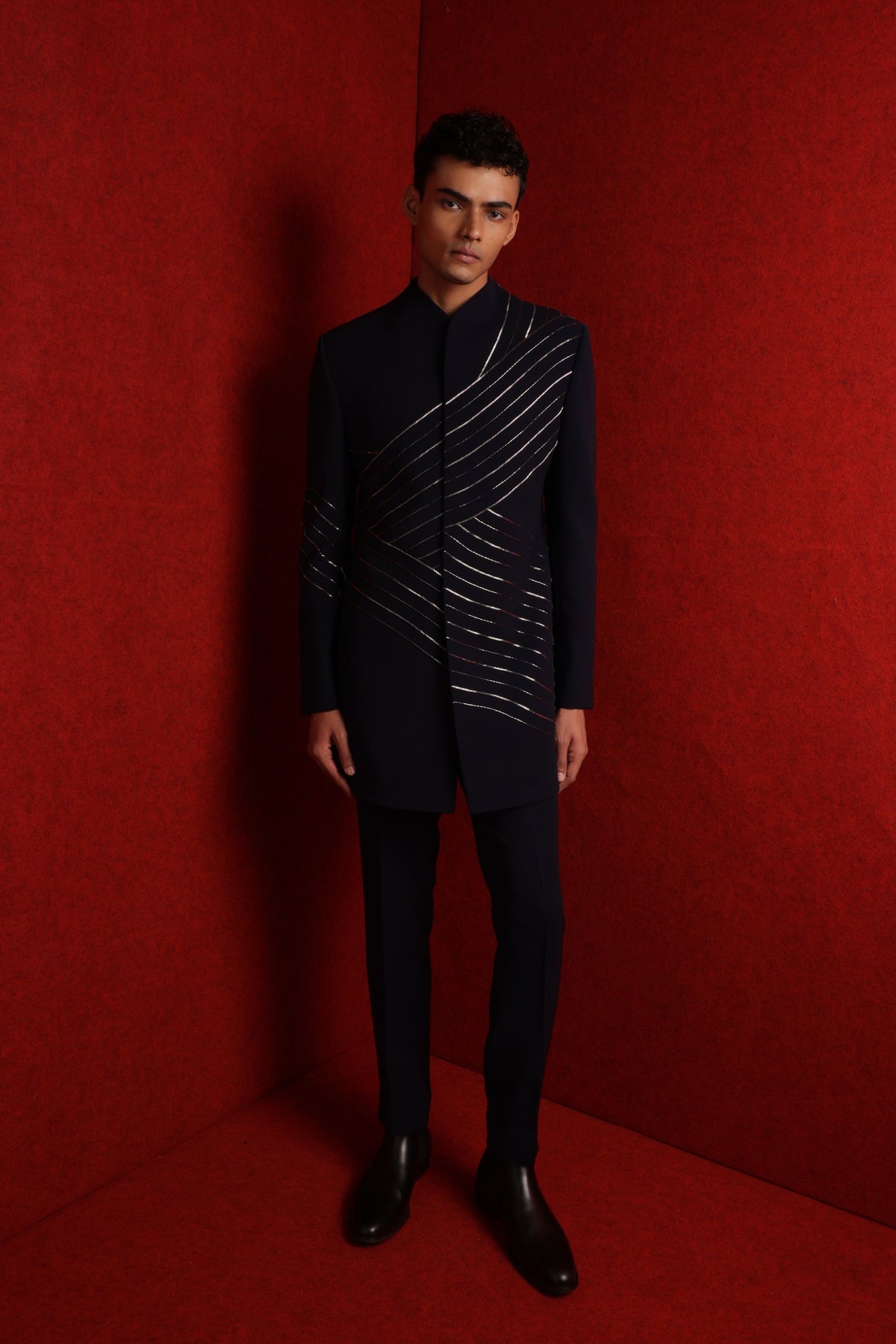 Bandhgala Set In Navy Blue