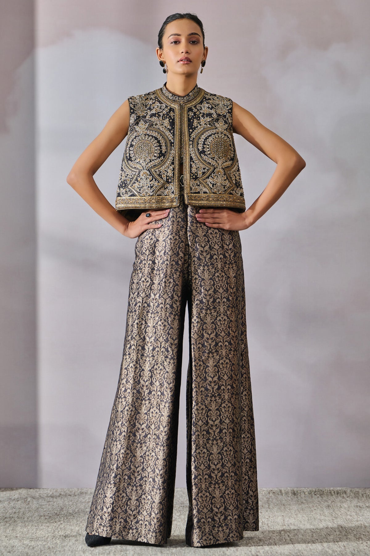 Embellished Brocade Gillet