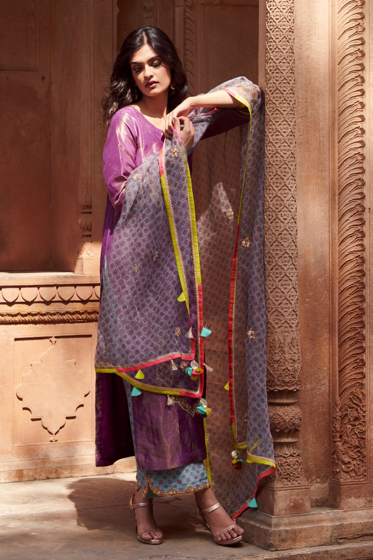 Mughlai Purple Kurta Set