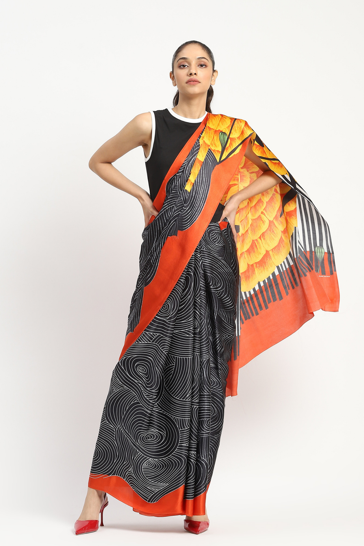 Radial Heat Printed Saree