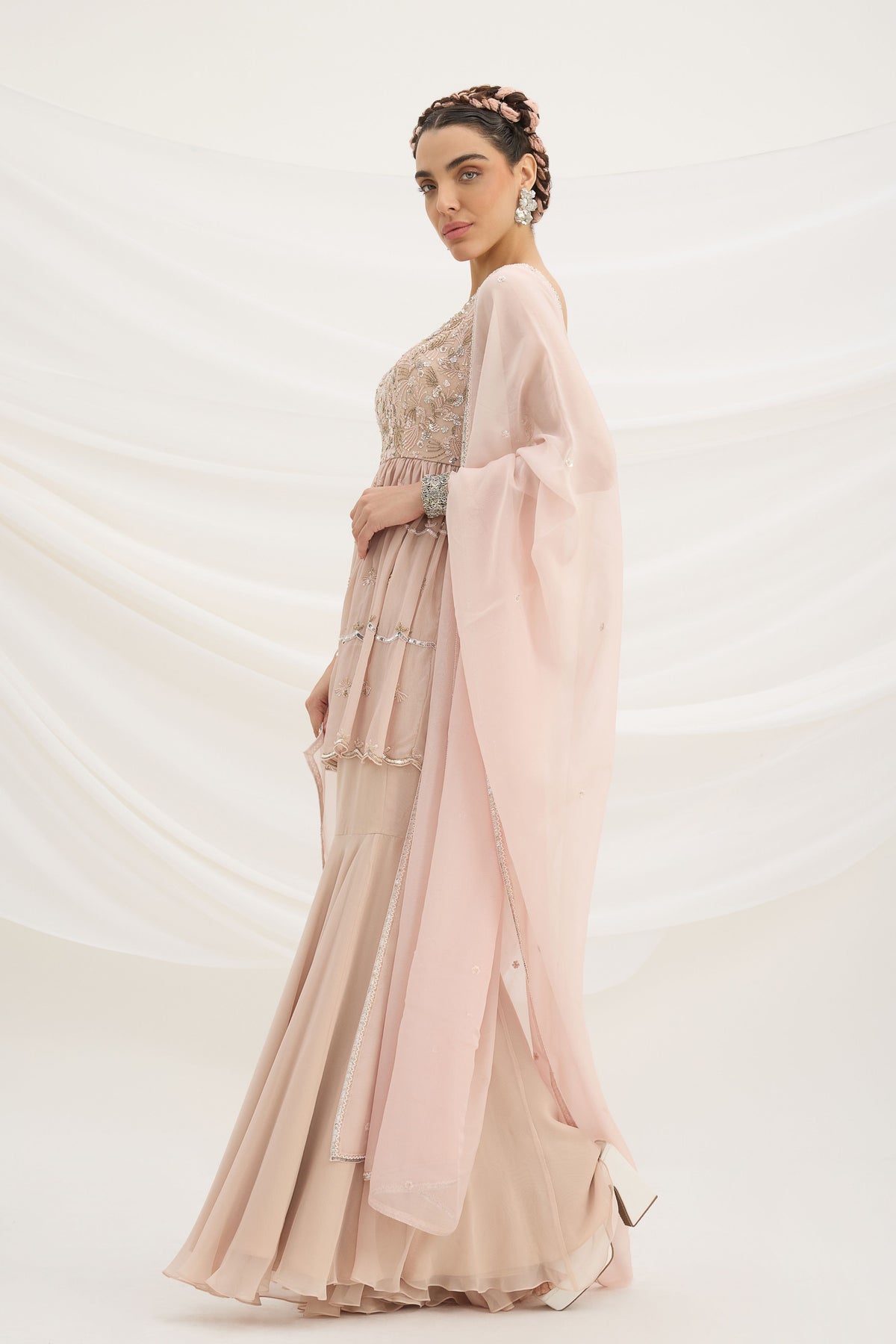 Light Pink Embroidered Sharara Set
