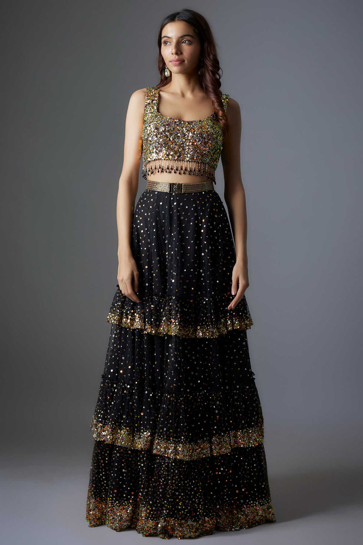 Black Embroidered Lehenga Set