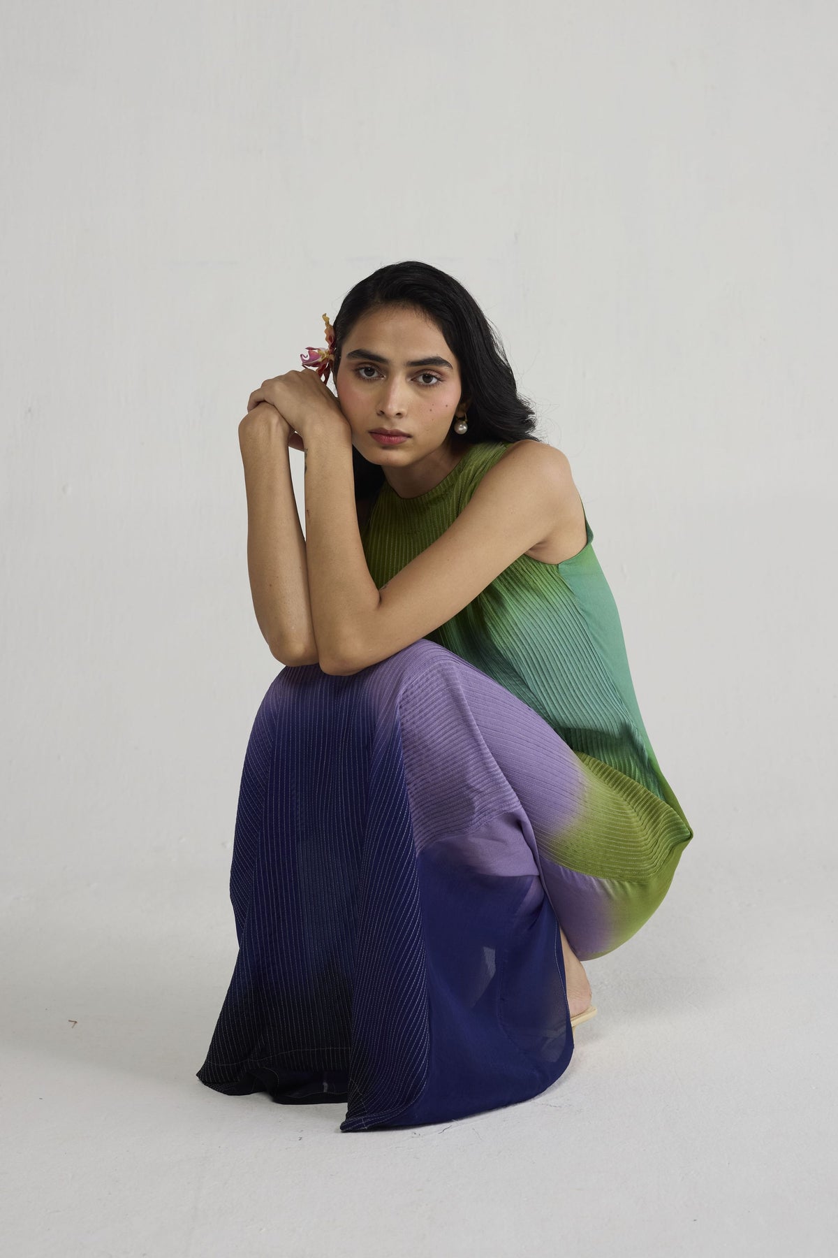 Hana Pintucks Crepe Dress
