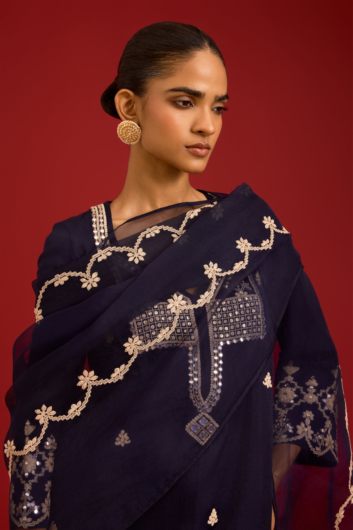 Navy Cotton Kurta Set