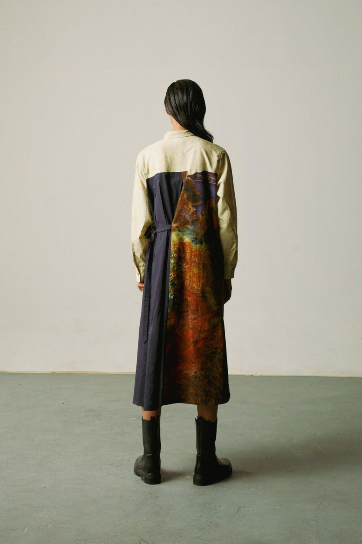 Mosaic pleat panel dress