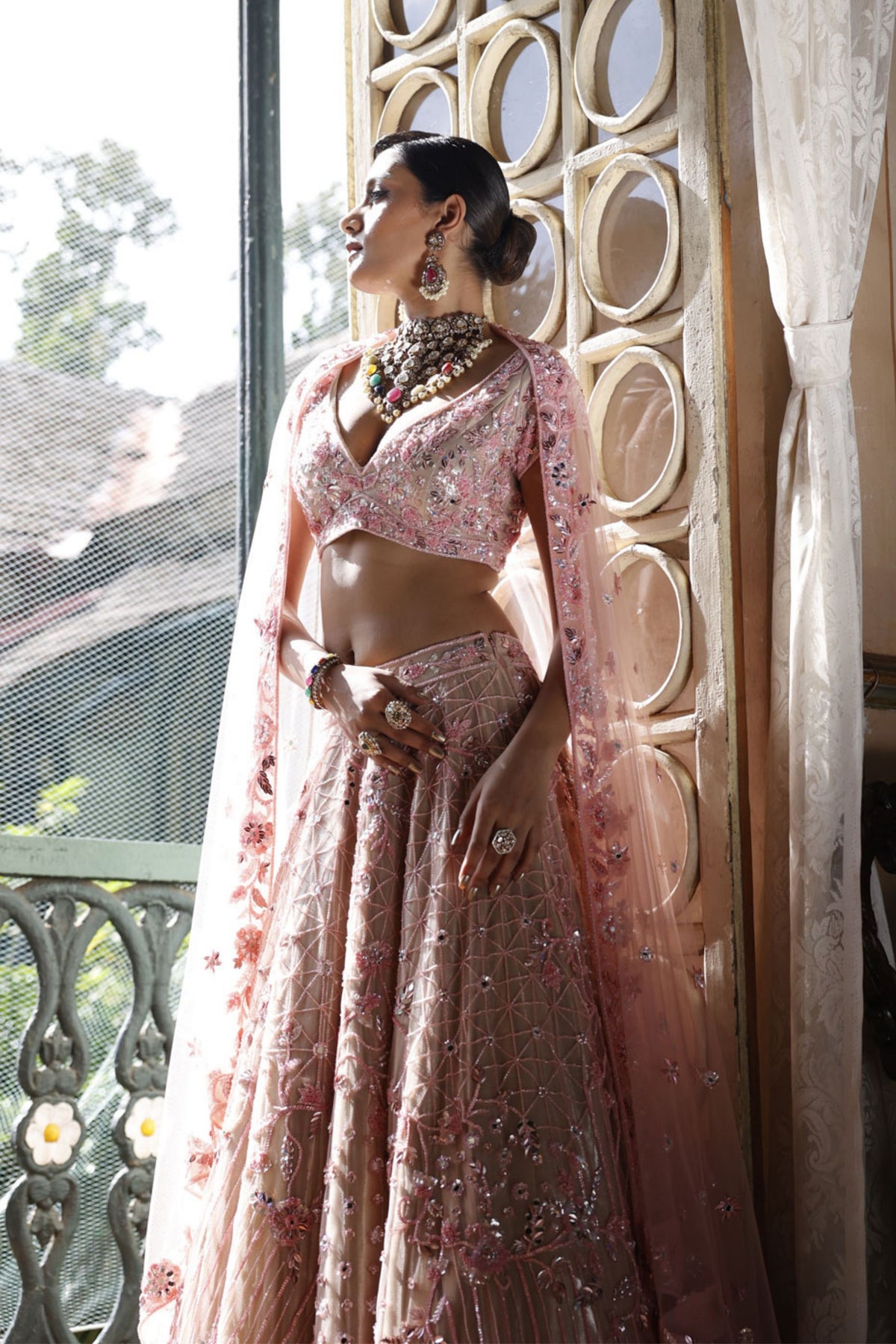 Pink Lehenga with Choli and Dupatta