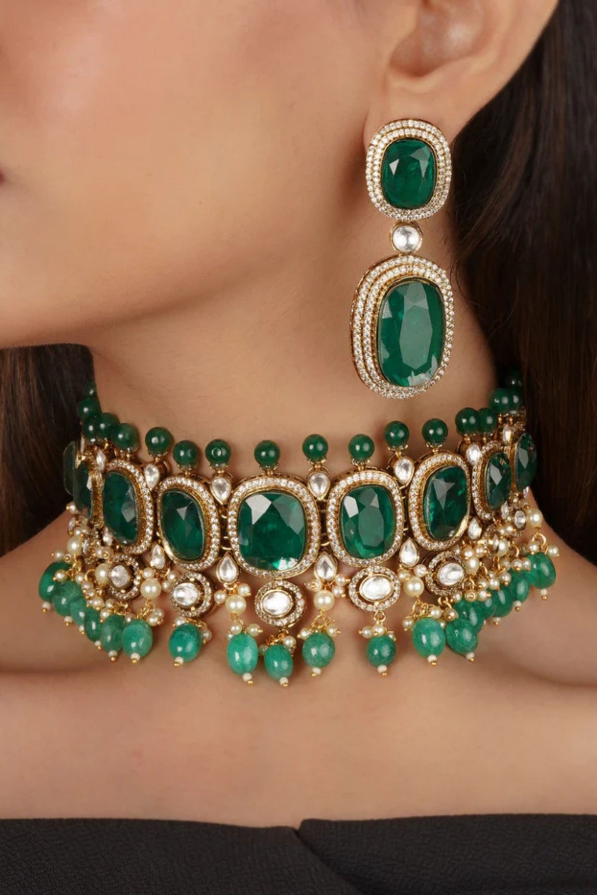 Gold Plated Faux Diamond Necklace Set