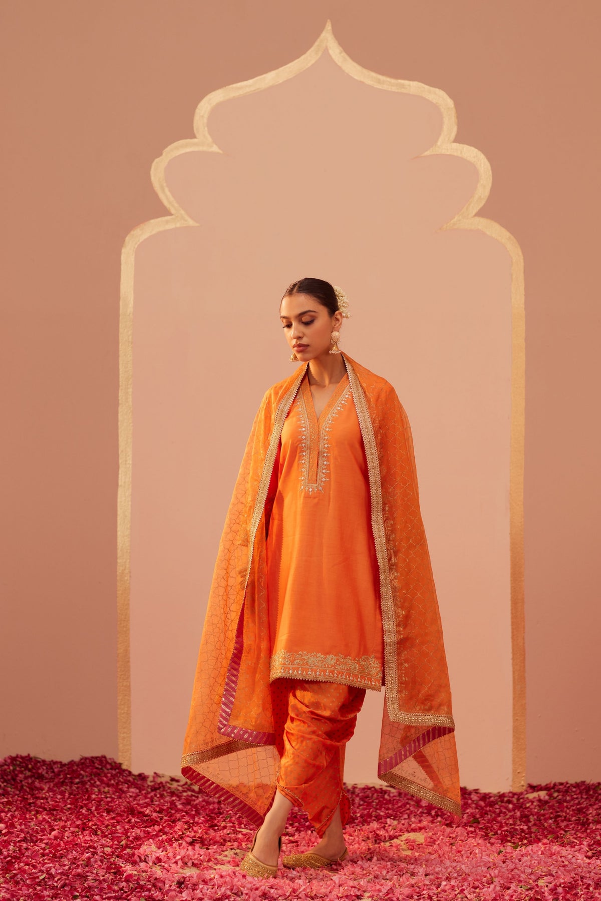 Faheeda Orange Kurta Set