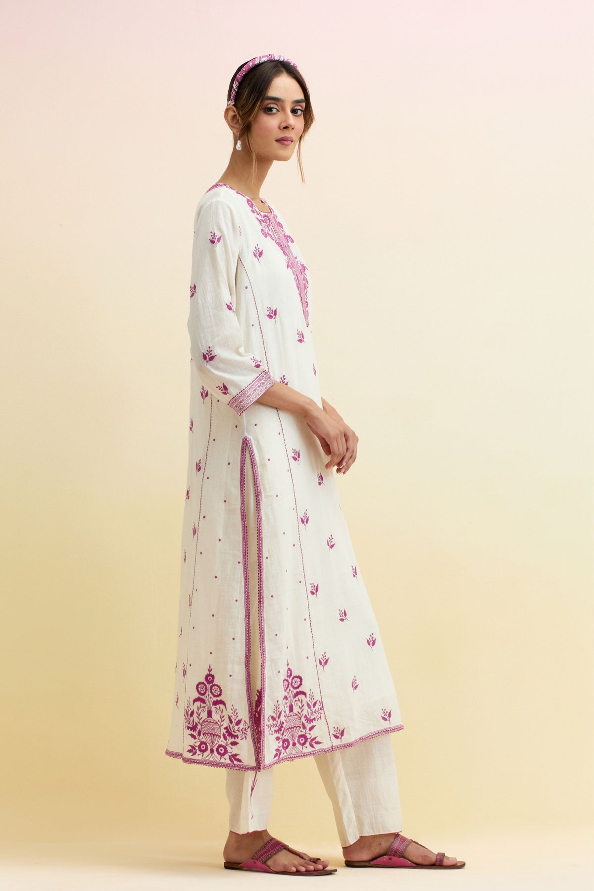 Off White Kalidar Kurta Set