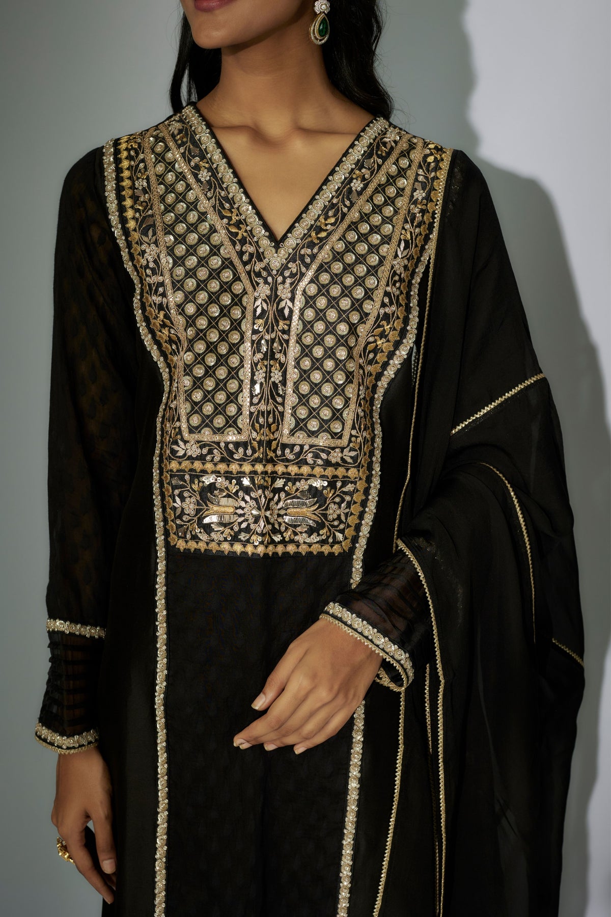Black Embroidered Kurta Set