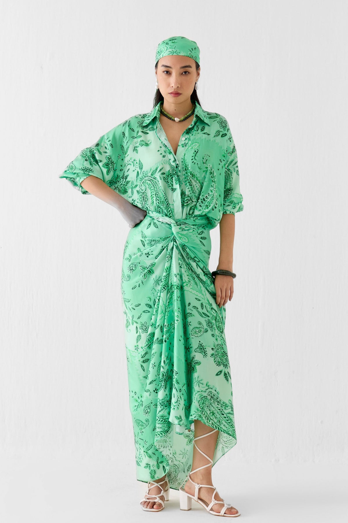 Buta Draped Shirt Dress