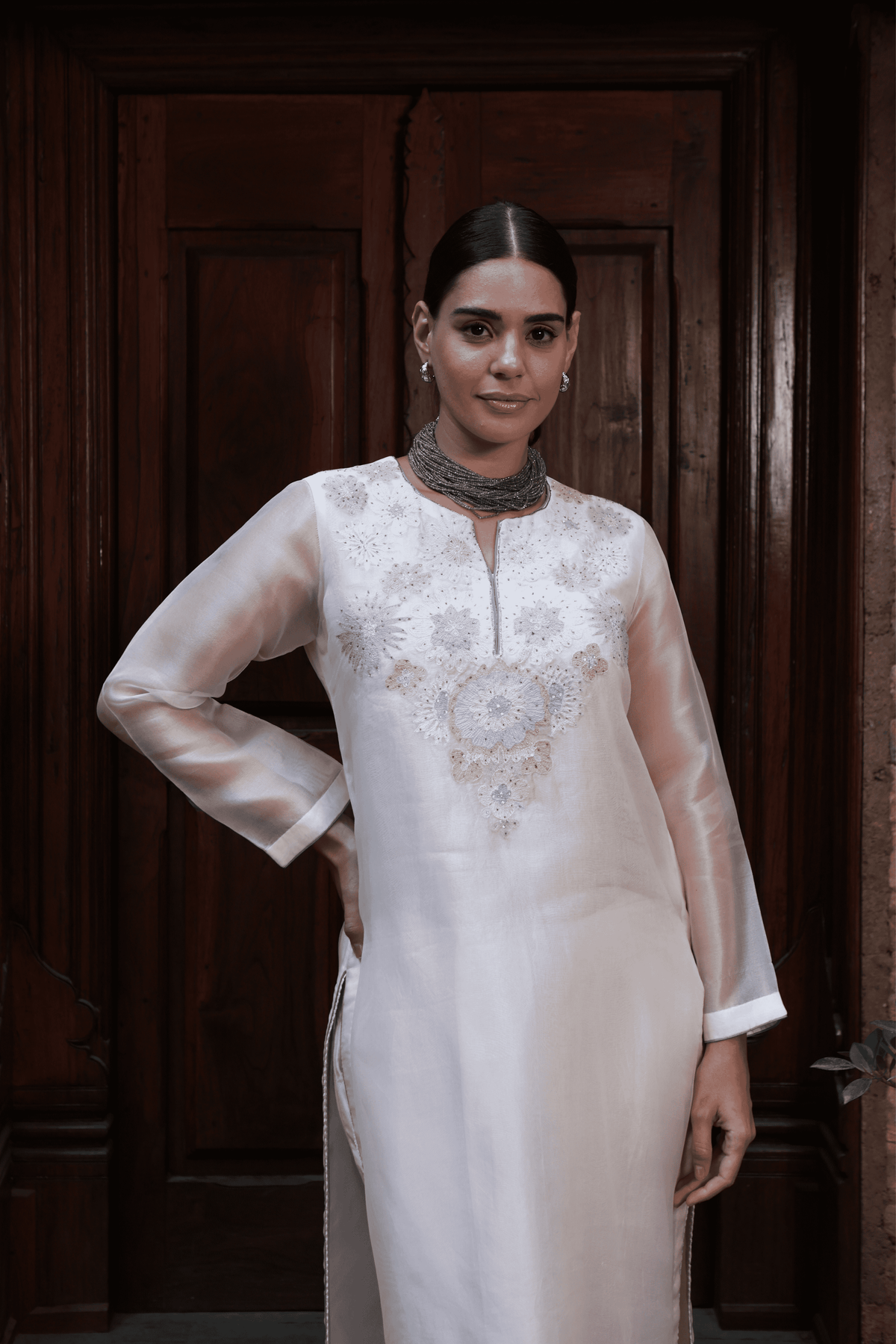 Ivory Applique Kurta And Pant