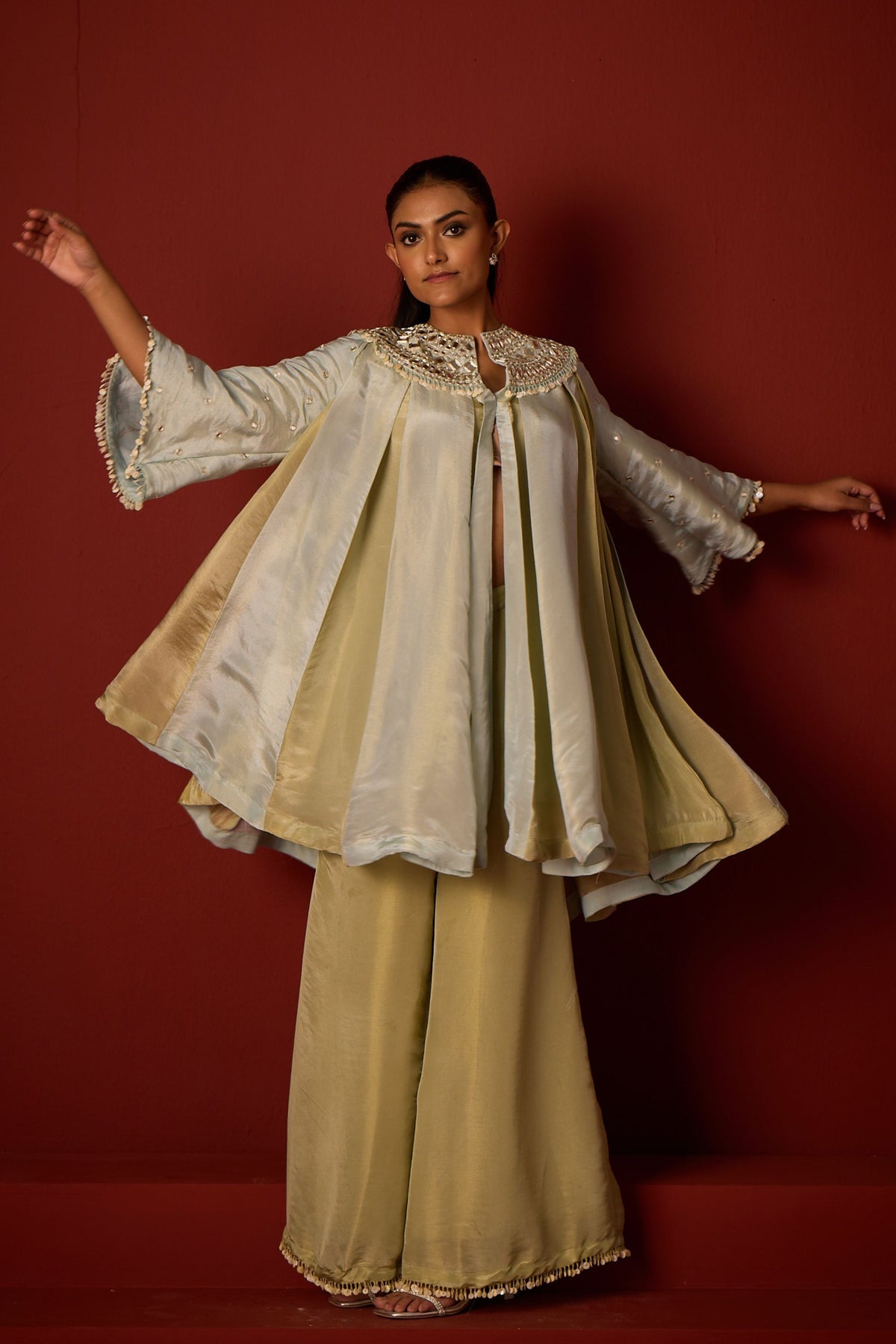 Tissue Mirror Work Panelled Tunic