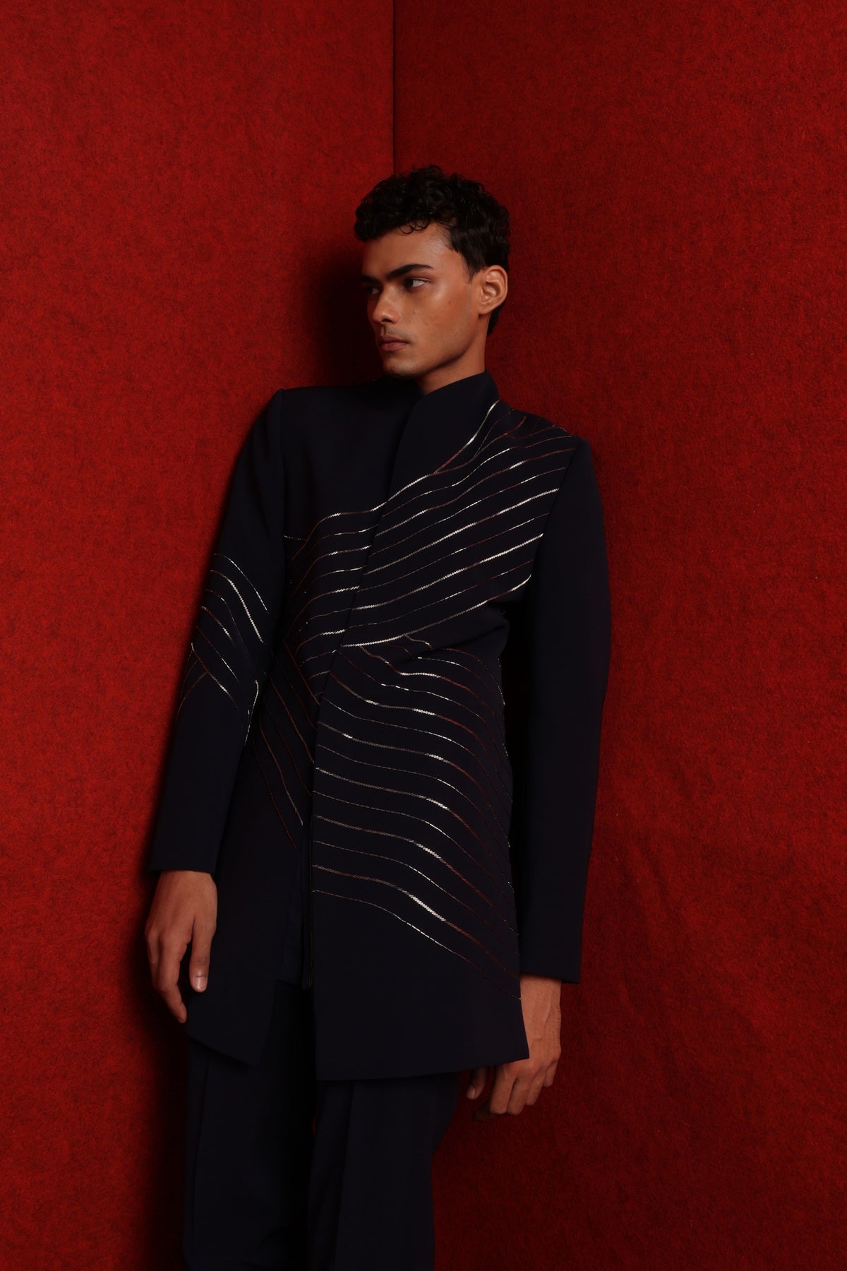 Bandhgala Set In Navy Blue