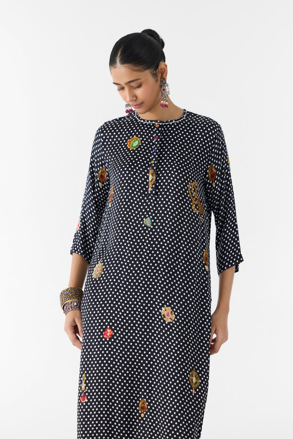 Onyx Polka Dot Kurta Set