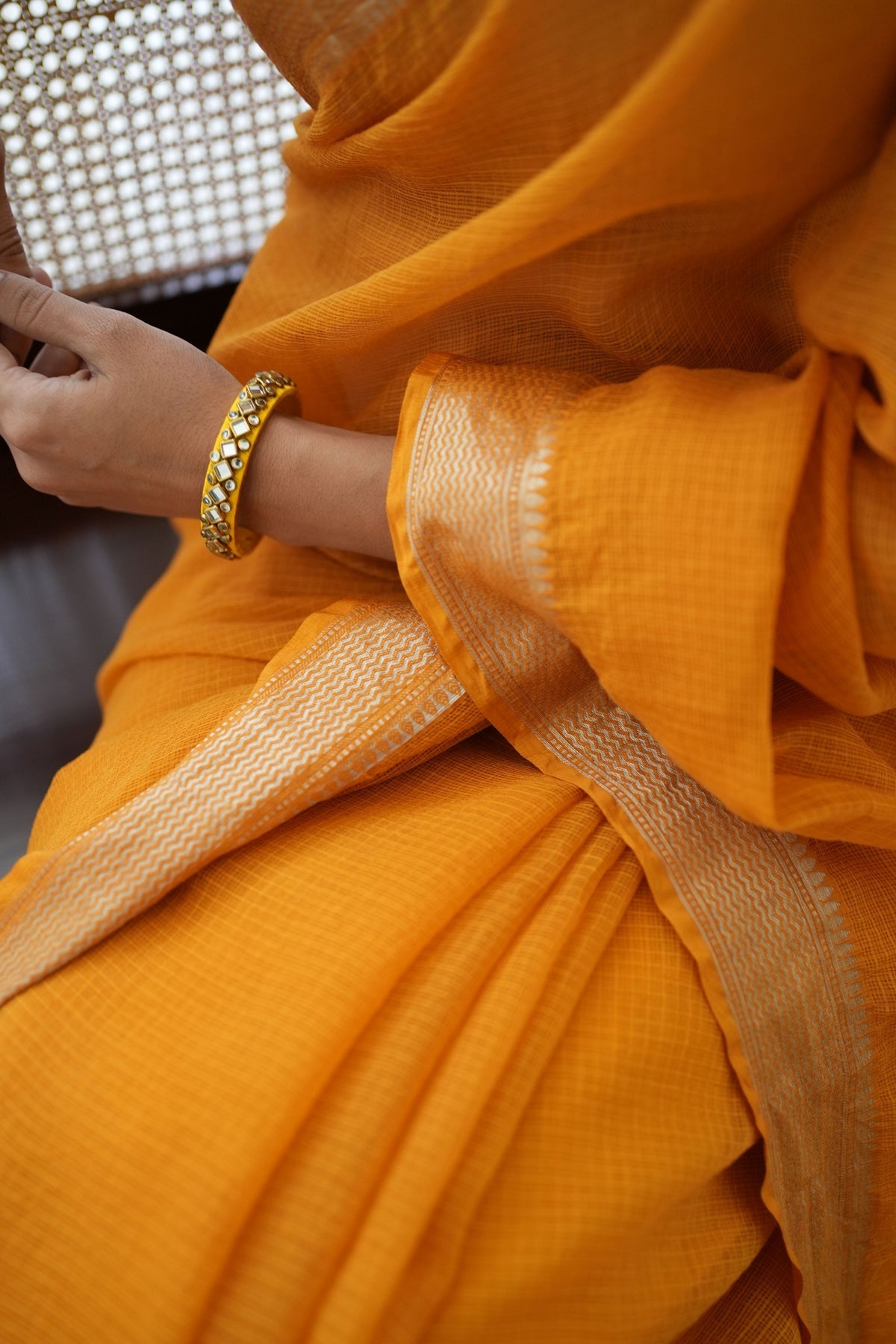 Deepa Golden Elegance Mustard Saree
