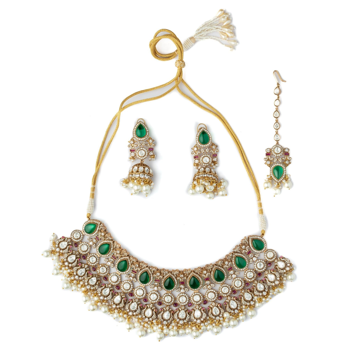 Gold Plated Necklace Set With Maangtikka