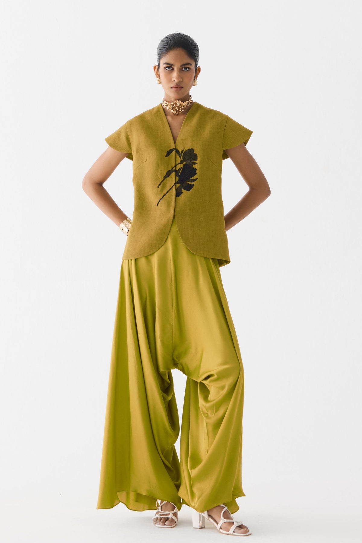 Black Tiger Lily Waist Coat Set