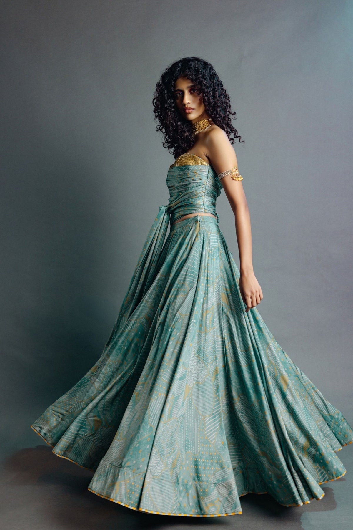 Sage Green Corset Skirt Set