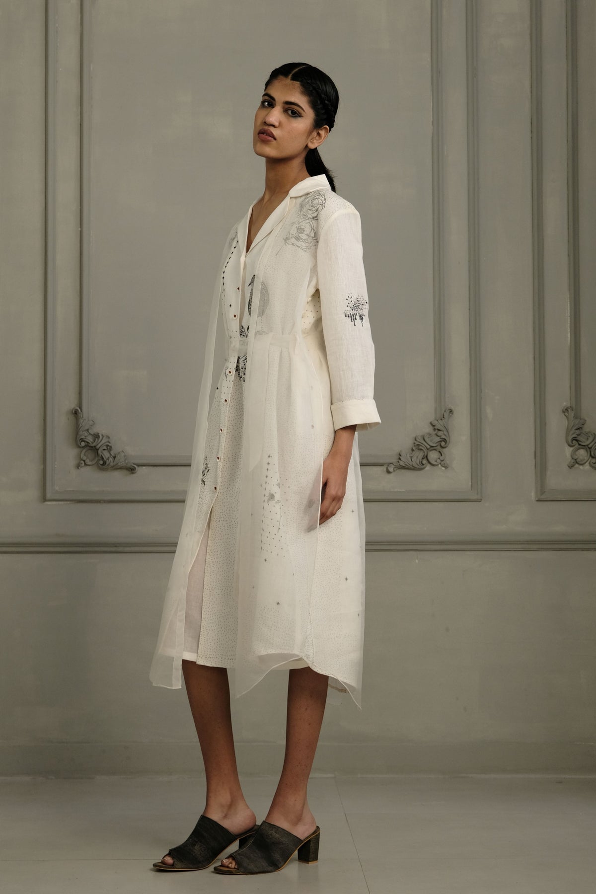 Ivory Block Print Dress