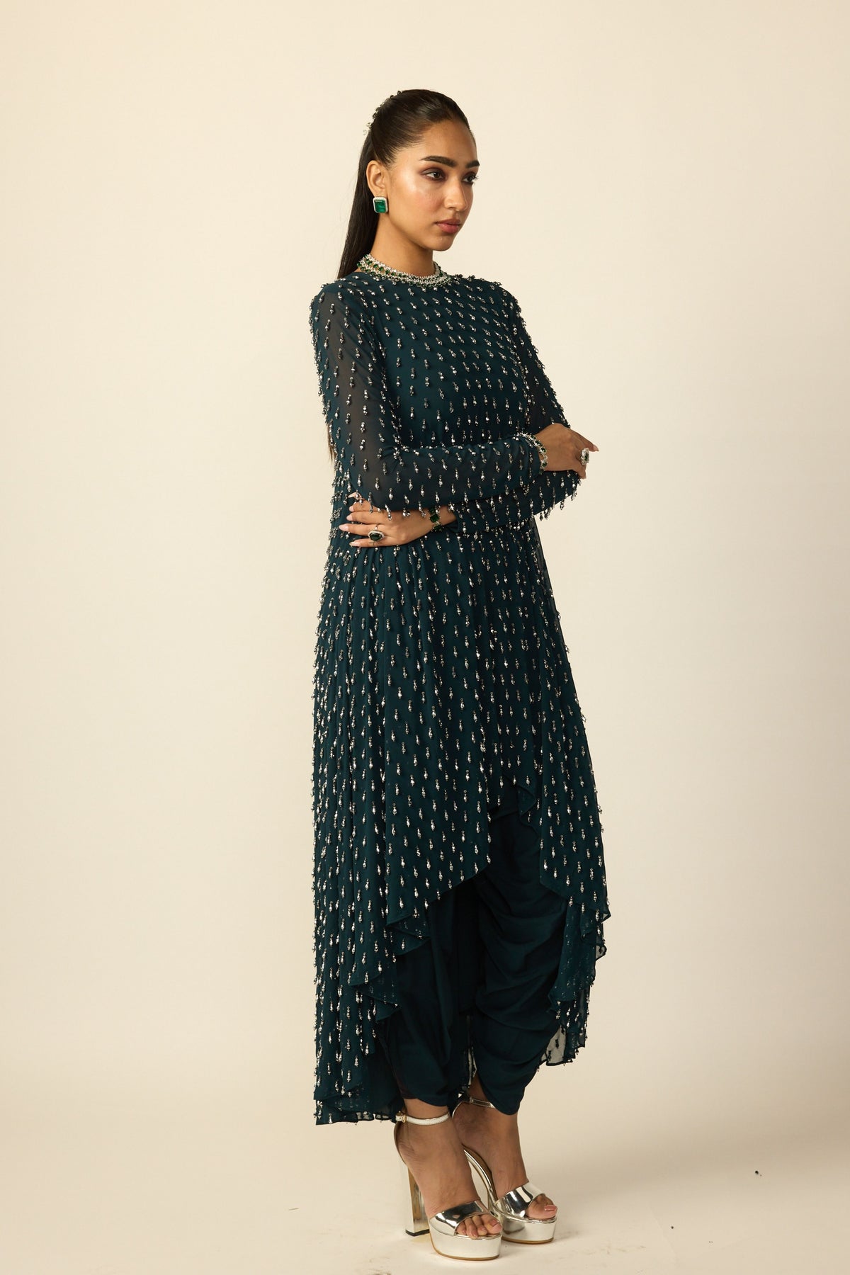 Dark Teal Drop Kurta Set