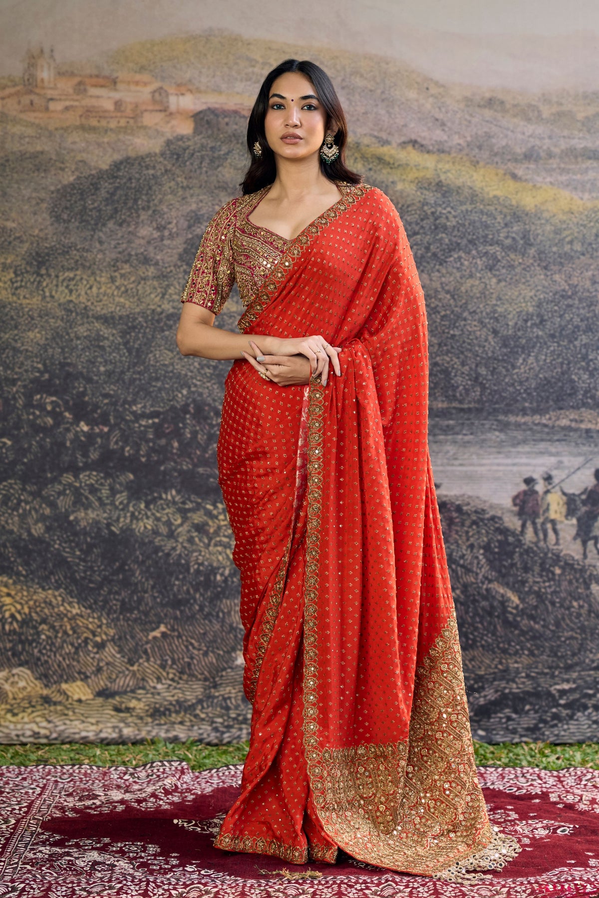 Surahi Rang Handloom Saree Set