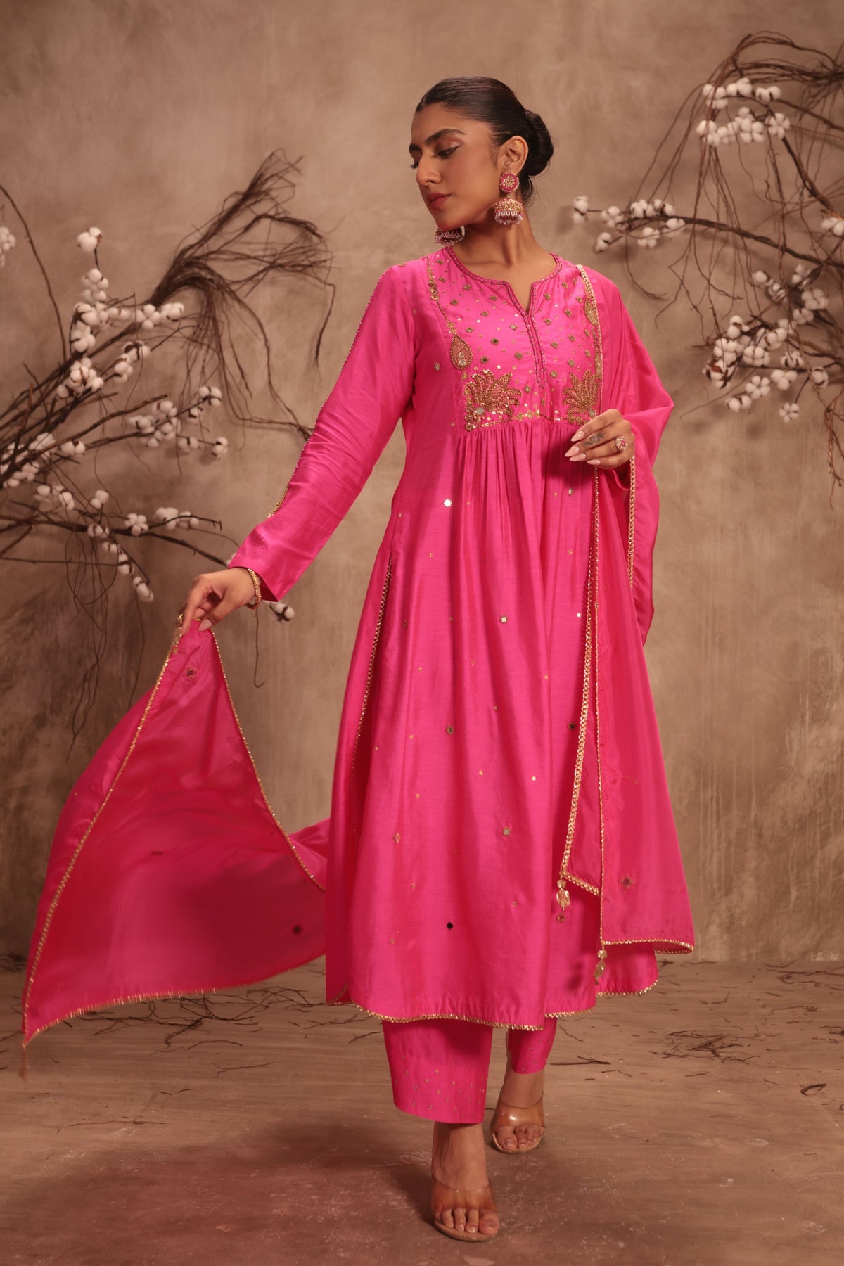 Hot Pink Frockstyle Kurta Set