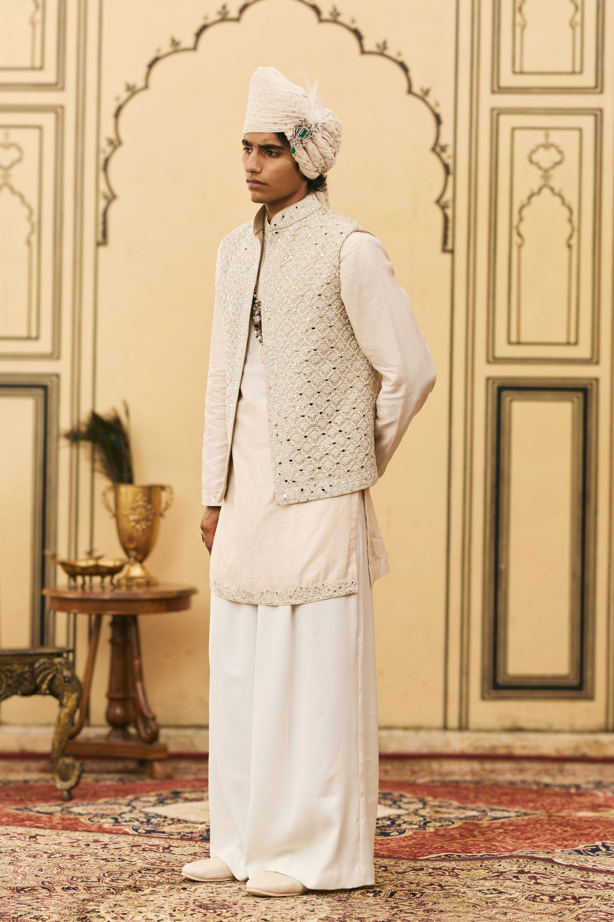 Ivory Chanderi Bundi Set