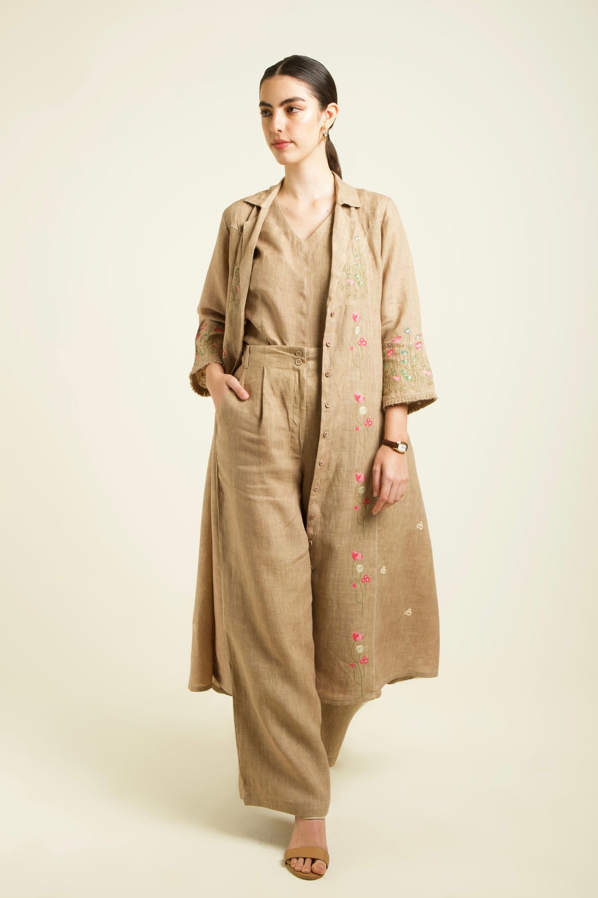 Beige Jacket Set