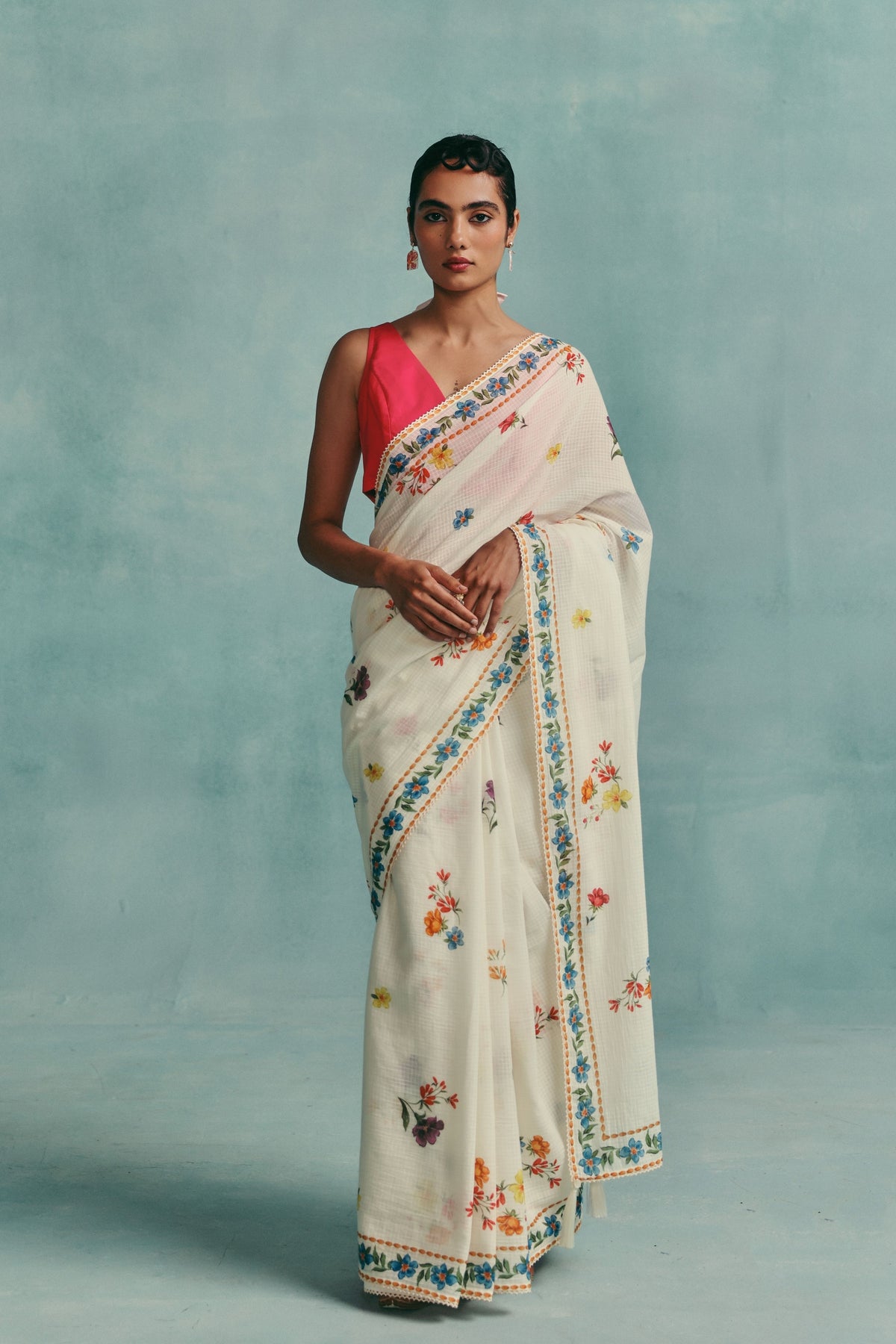Ecru Daisy Saree