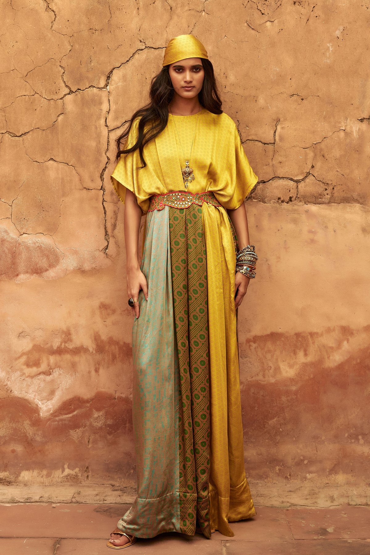 Haldi Nashpal Yellow Belt Dress