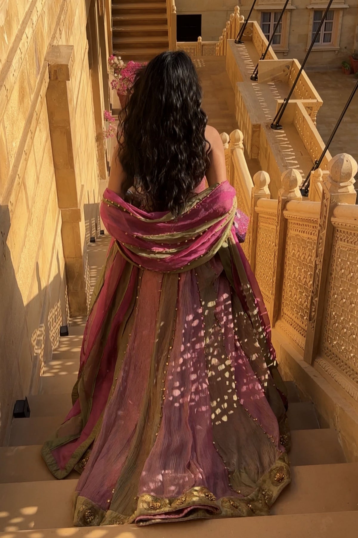 Basanti Gulabi Lehenga Set