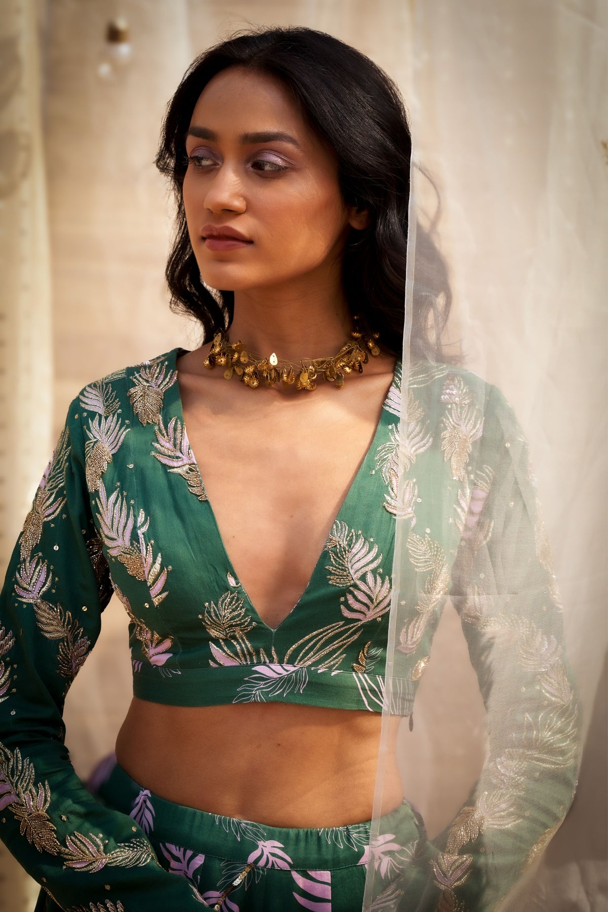 Reveria Printed Embroidered Lehenga Set