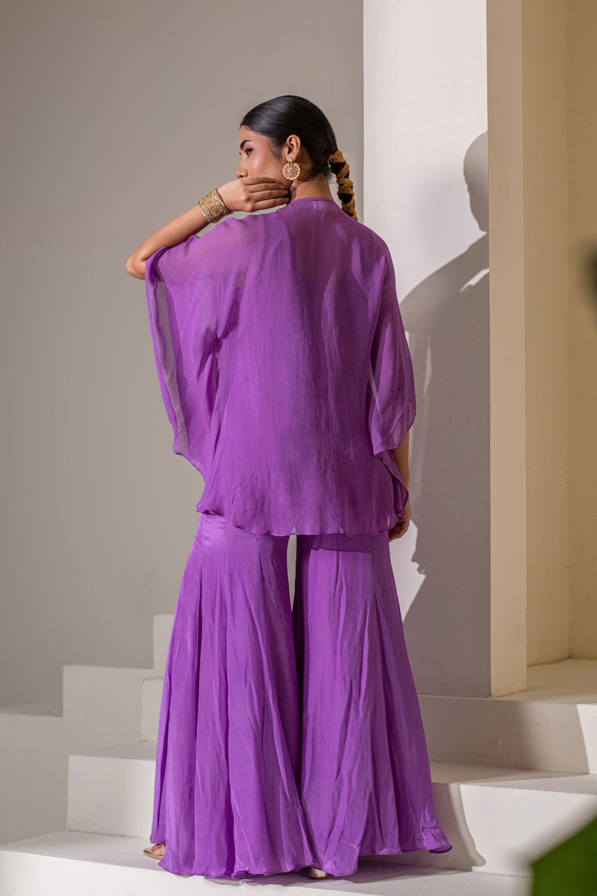 Purple  Kaftan Sharara Set