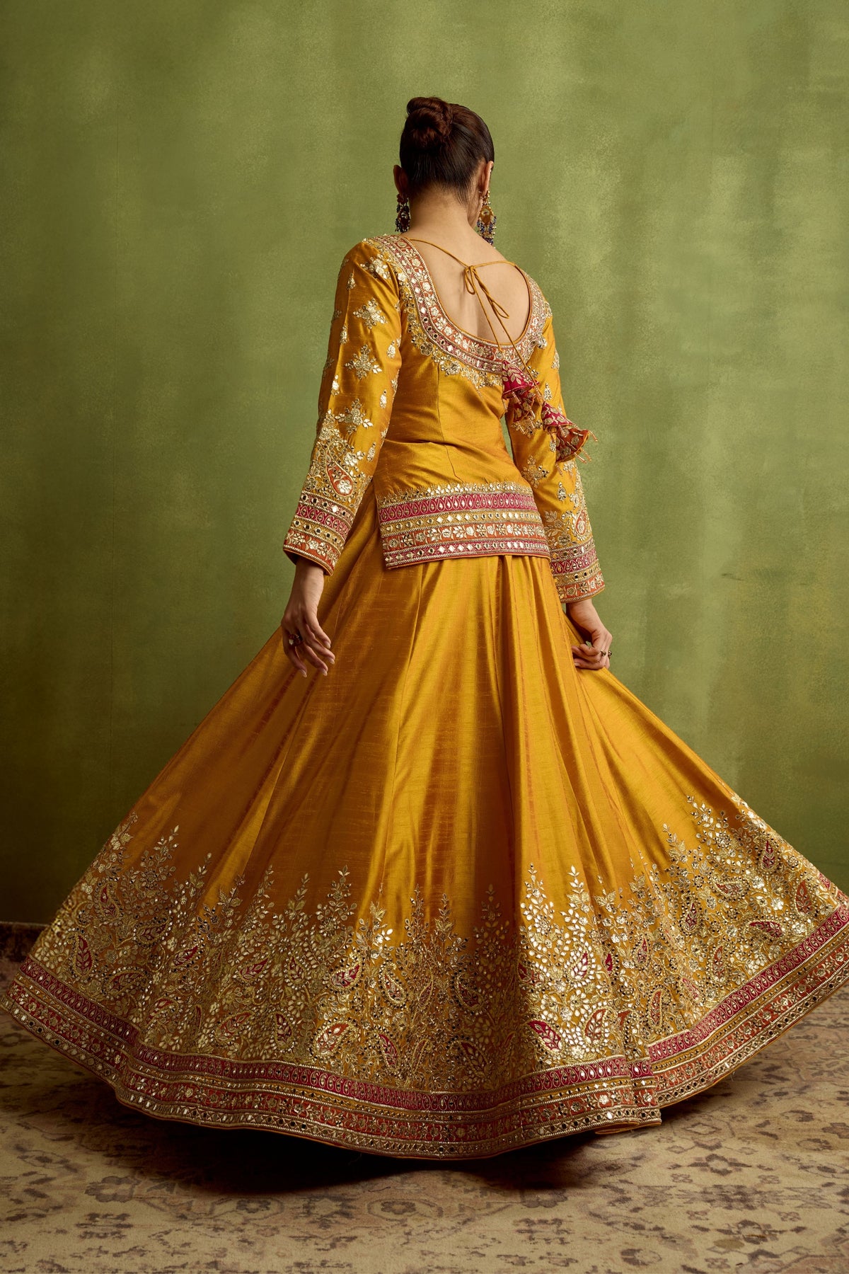 Silk Kurta Lehenga Set
