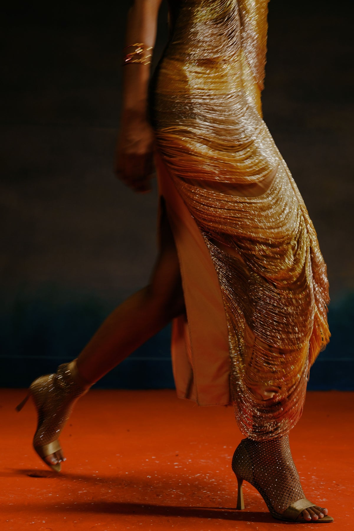 Gold Ombre Tassled Dress