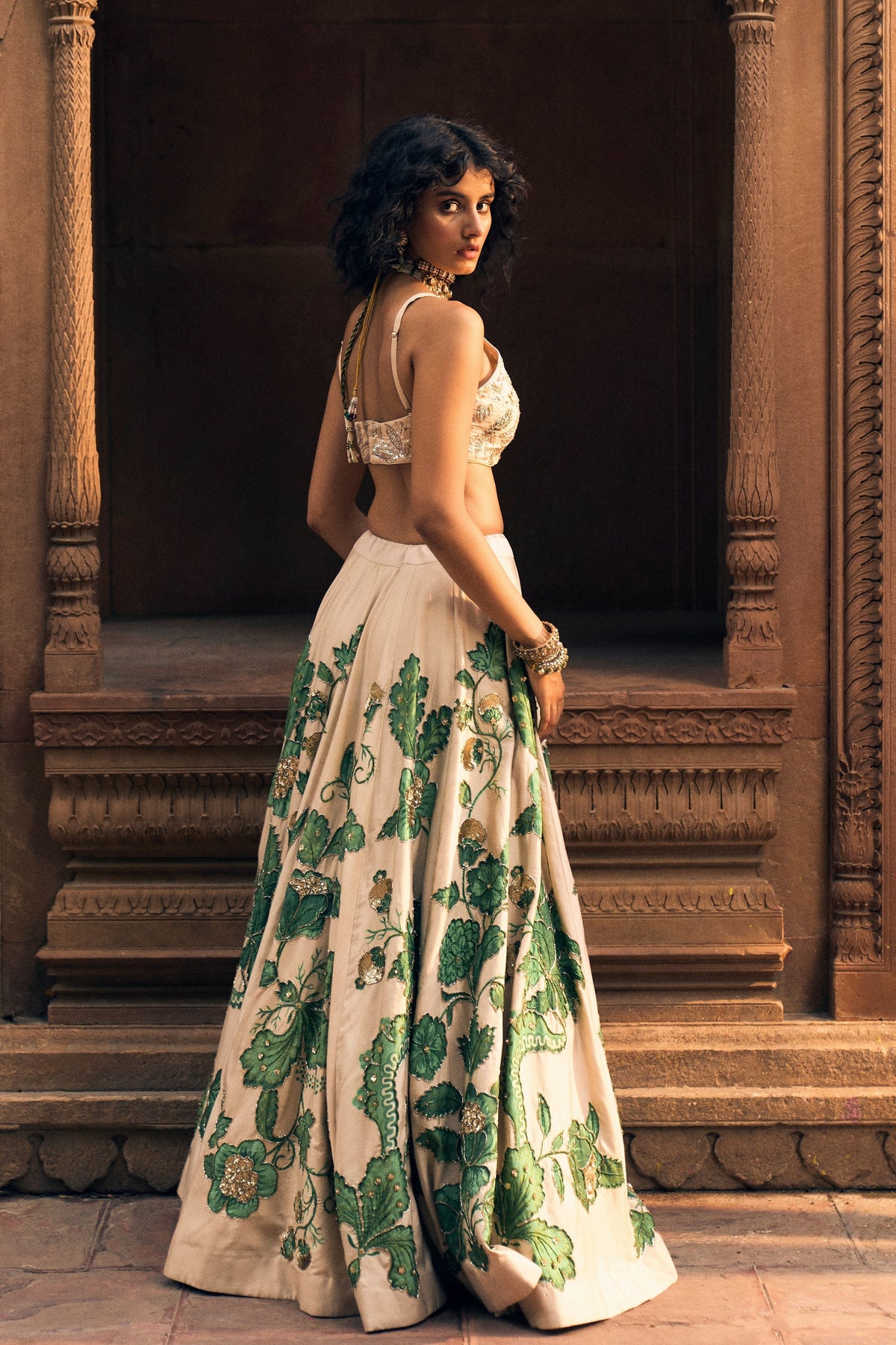 Ivory Floral Lehenga Set