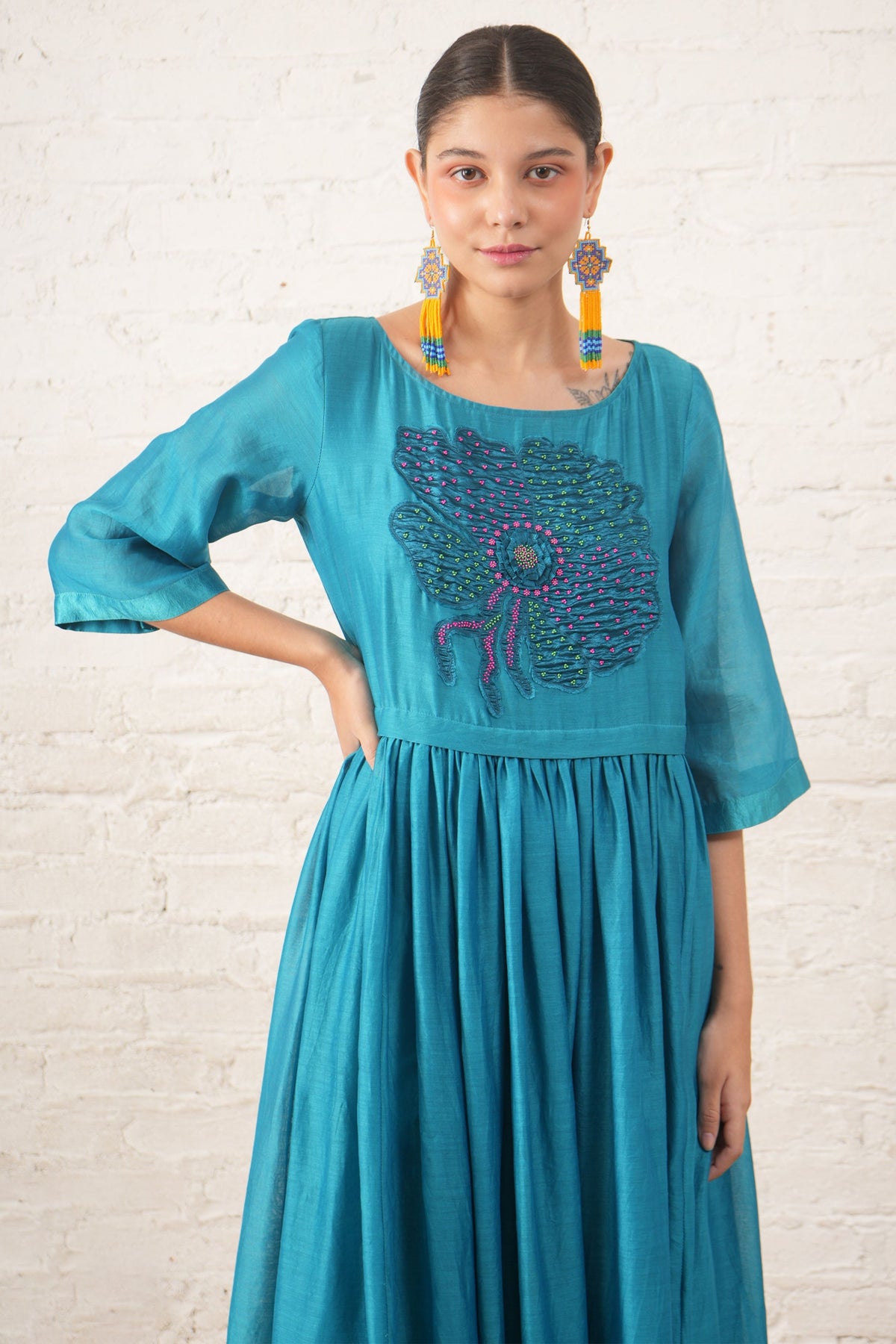 Teal Motif Dress