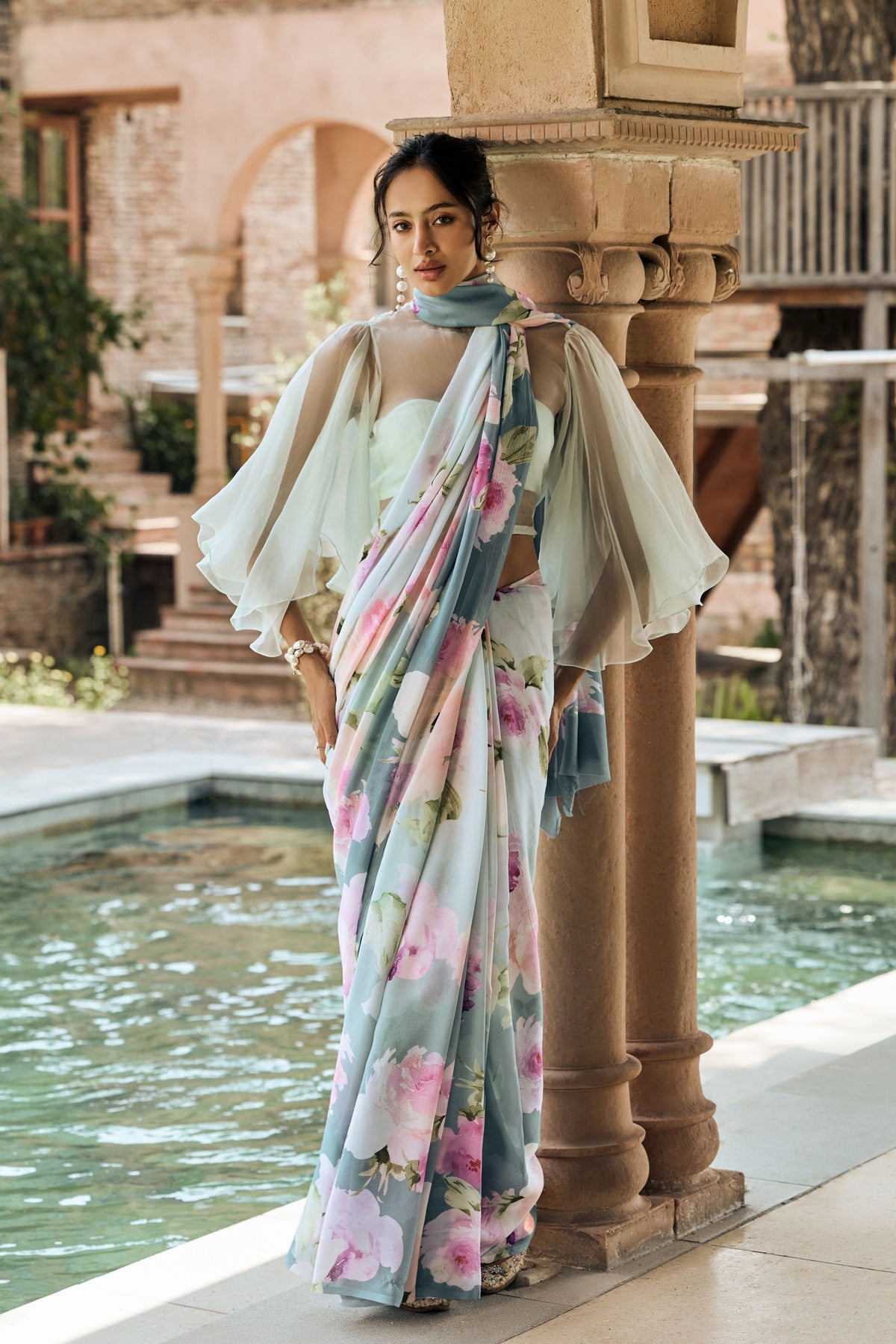 Alea French Blue Ombre Saree
