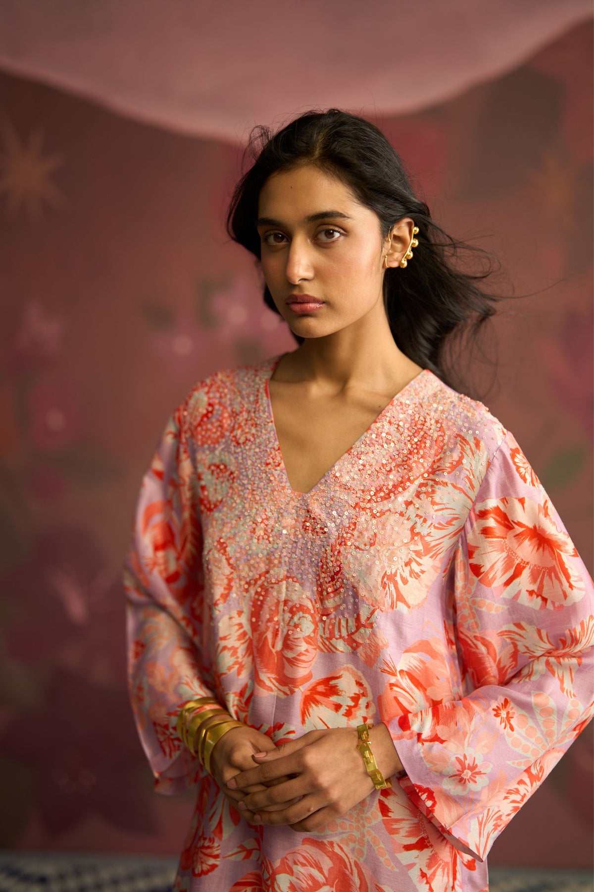 Lavender Bloom Kurta Set