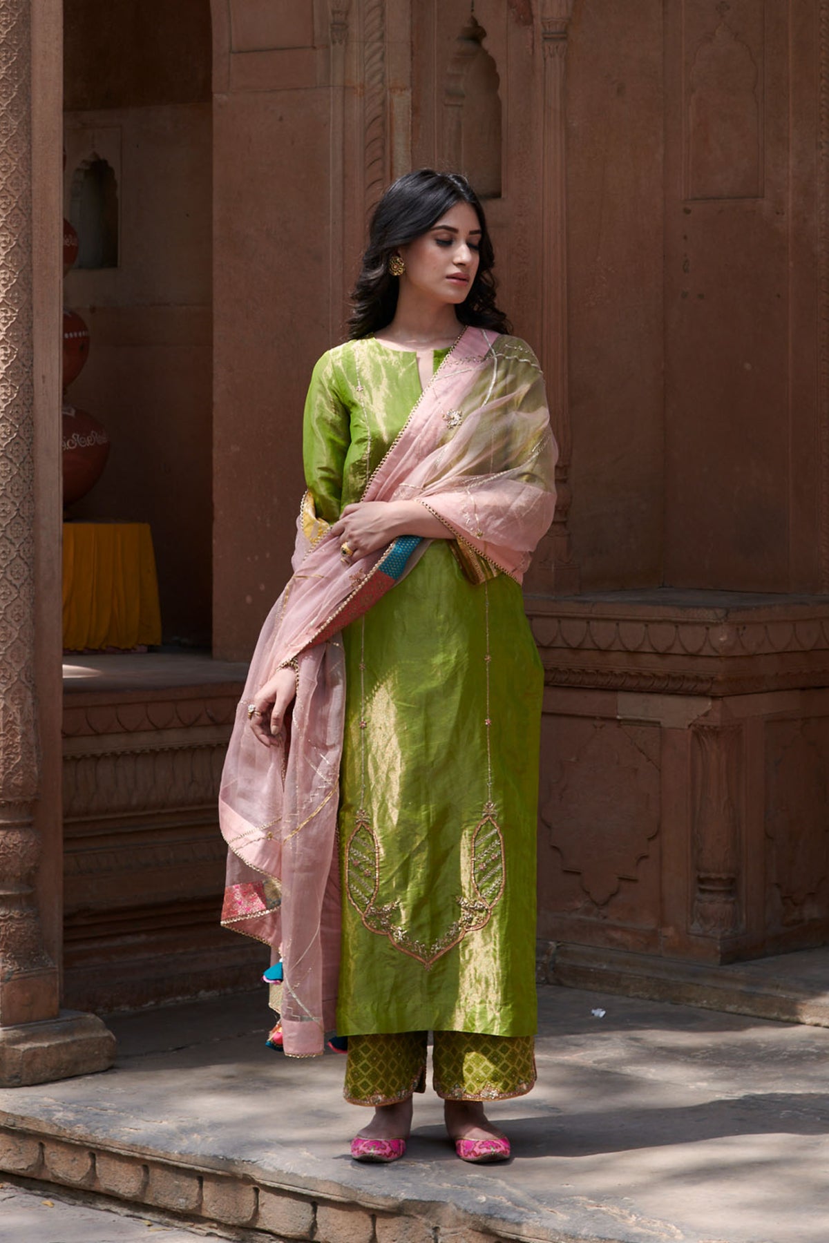 Mughlai Green Kurta Set