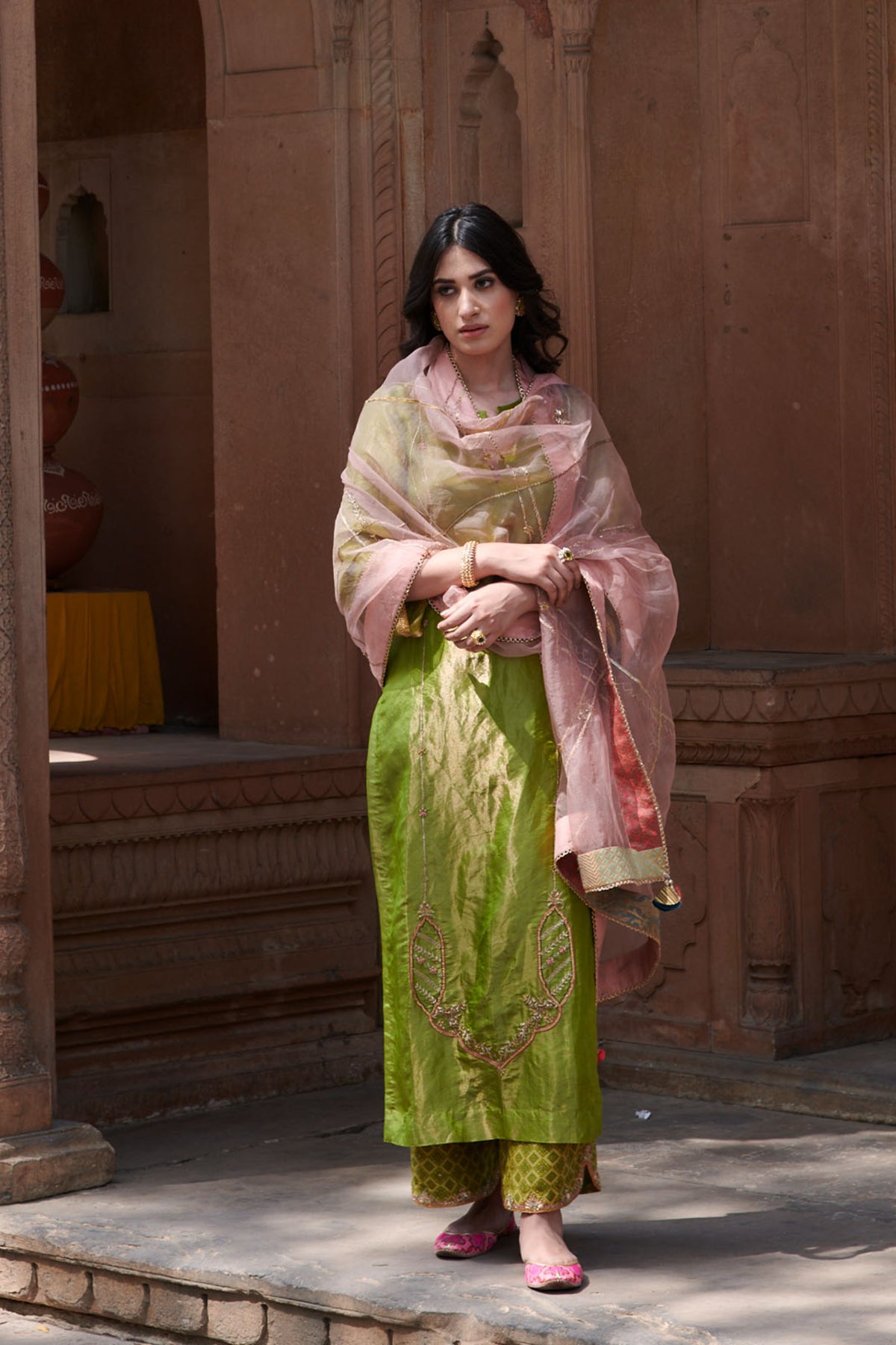 Mughlai Green Kurta Set